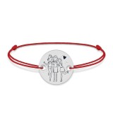 Sisters- Bratara snur personalizata cu banut din argint 925 pentru surori