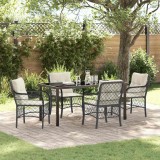VidaXL Set de masă pentru grădină cu pernă 5 pcs Negru Rattan poli 3380200