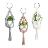 Set 3 Hangers Mini Macrame Navaris, 26 cm, 3 culori, cu plante artificiale, .55718.01