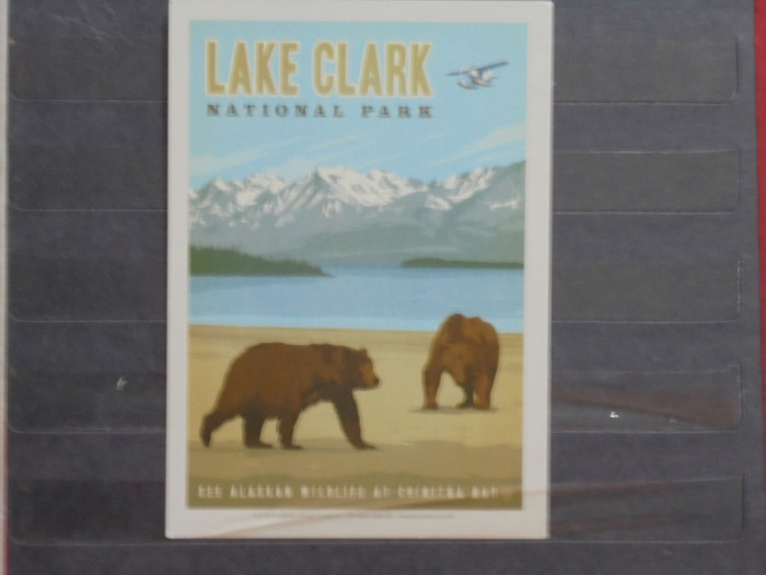 USA - LACUL CLARK DIN PARCUL NATIONAL AFLAT IN ALASKA - CARTE POSTALA RECLAMA -