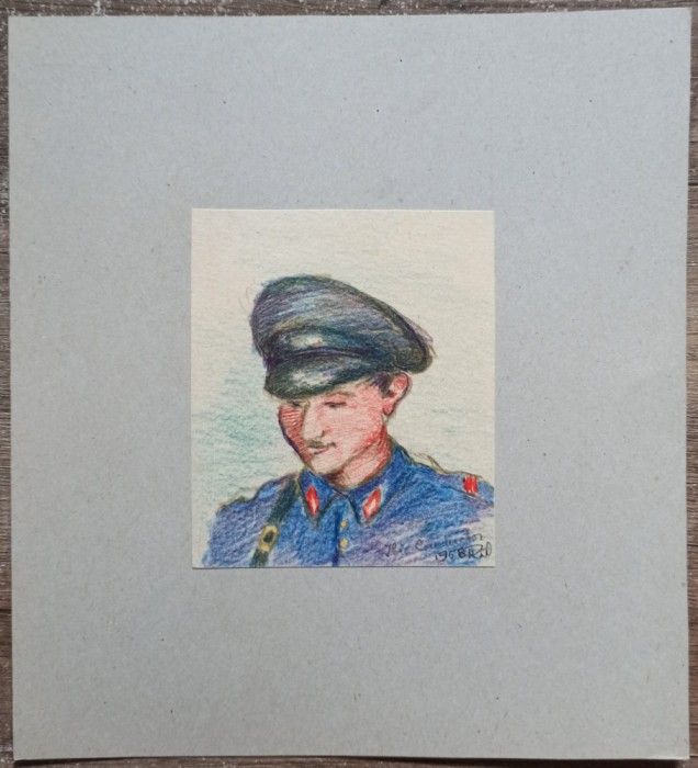 Conductor CFR// desen in creioane colorate, Rodica Raileanu 1958