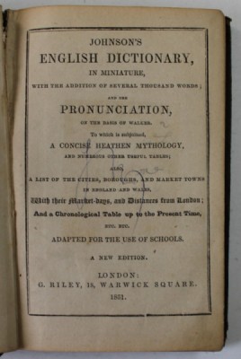 JOHNSON &amp;#039;ENGLISH DICTIONARY , IN MINIATURE , 1851 foto