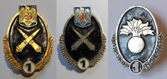 LOT 3 insigne specialist de clasa artilerie, infanterie, cl. 1, Romania