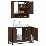 Gossi set mobilier de baie, 2 piese, stejar maro, lemn prelucrat