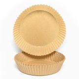Cumpara ieftin Set 100 Hartii de copt sau prajit pentru Airfryer, Forma rotund, in suport de plastic cu capac, 16 x 16 cm