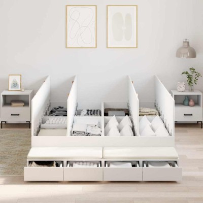 vidaXL Cadru de pat cu depozitare cu sertar Alb 236.5 x 150 x 31.5 cm 3335645 foto