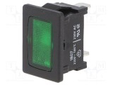 Lampă de control neon plată verde 230VAC Marquardt 19,2x12,9mm