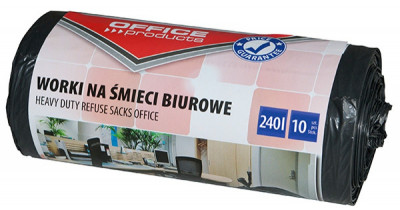 Saci Menaj Rezistenti 240l, 90 X 140cm, 30 Microni, 10buc/rola, Office Products - Negri foto