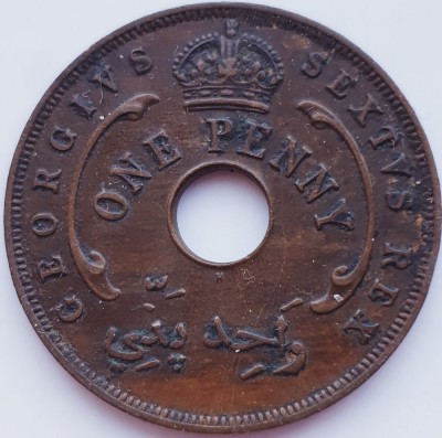 2021 Africa Britanica de Vest 1 penny 1952 George VI km 30 foto