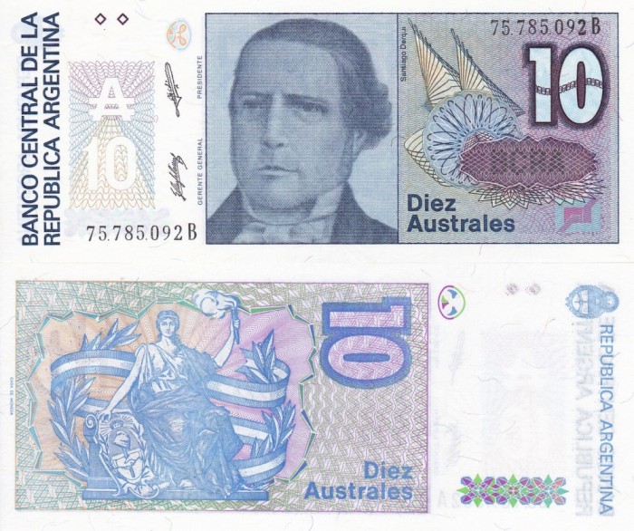 ARGENTINA 10 australes ND (1985-89) UNC!!!