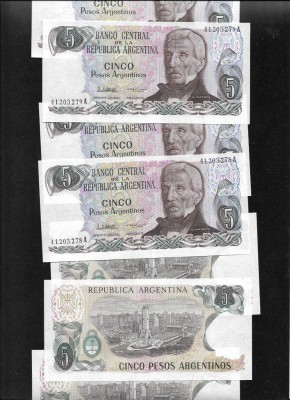 Argentina 5 pesos argentinos 1983 (84) unc pret pe bucata foto