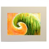E4. Tablou - Primul Val, din 2021, acuarela pe hartie, cu cadru de Passpartout, Abstract, RavariuArt