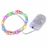 Cumpara ieftin Instalatie Craciun multicolora 1 m, 10 LED-uri, fir decorativ, alimentare cu baterii, cablu LED 0,6 m
