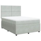 Cumpara ieftin Pat box spring cu saltea, gri deschis, 140x200 cm, catifea