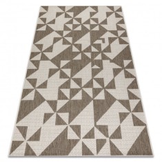 Covor sisal Floorlux 20489 şampanie si taupe Triunghiuri, 200x290 cm