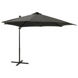 Umbrela suspendata cu stalp si LED-uri, antracit, 300 cm GartenMobel Dekor, vidaXL