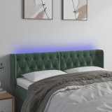 vidaXL Tăblie de pat cu LED, verde &icirc;nchis, 163x16x78/88 cm, catifea