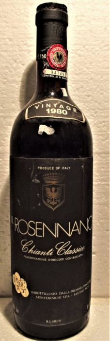 A69 -VIN CHIANTI CLASSICO, IL ROSENNANO VINTAGE DOC recoltare 1980 cl 75 gr 12