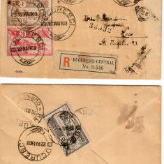 ROMANIA plic recomandat 1903 francat spectaculos, cu 6 timbre Caisori
