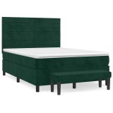 Cumpara ieftin Pat box spring cu saltea, verde inchis, 140x190 cm, catifea