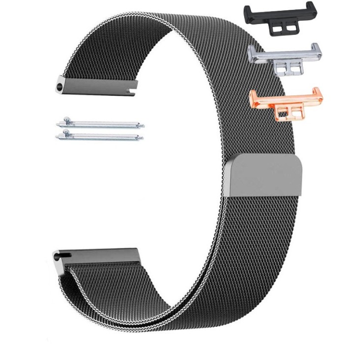Curea Milanese Loop, Slim Fit, compatibila Huawei Watch Fit 1, cu adaptor dedicat, Space Gray