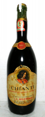 B 25 - VIN ROSU CHIANTI DOC, RUFFINO IL MAGNIFICO, RECOLATARE 1965, CL 72 GR. 12 foto