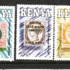 KENYA 1990 CENTENARUL PRIMULUI TIMBRU FLUTURI TRENURI KENYAN MICHEL 25 EURO