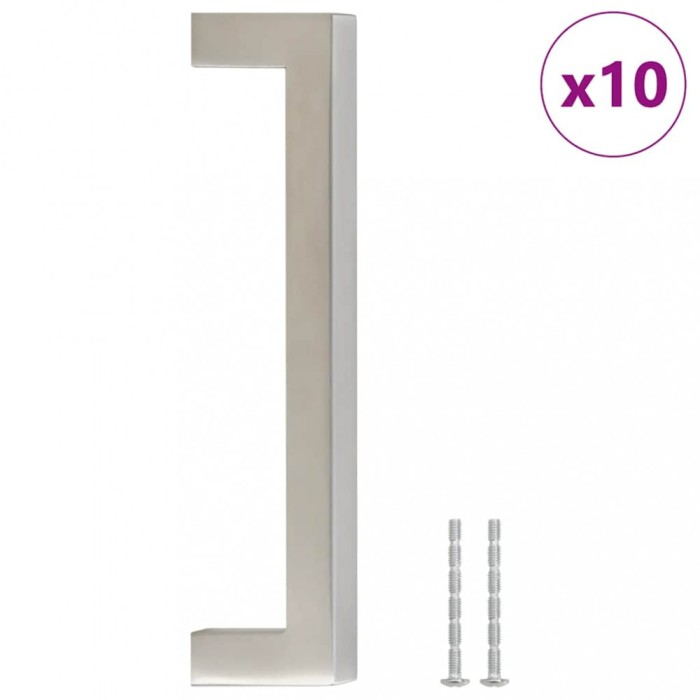 Manere de dulap, 10 buc., argintiu, 128 mm, otel inoxidabil