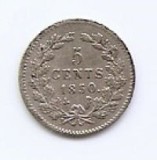 Olanda 5 Cents 1850 - Willem III, Argint 0.685 g/640, 12.5 mm KM-91