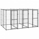 vidaXL Padoc pentru c&acirc;ini de exterior cu acoperiș, 7,26 m&sup2;, oțel 3082250