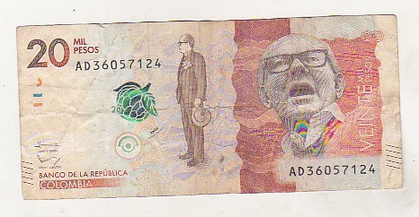 bnk bn Columbia 20000 pesos 2016 circulata