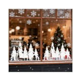 Cumpara ieftin Sticker/Autocolant Craciun pentru geam sau oglinda Brazi Albi 30x45cm - 695576