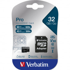 Card de memorie Verbatim Pro MicroSDHC cu adaptor, 32GB, Class 10, 47041