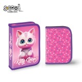 Penar neechipat fete S-COOL Kitty love, 2 extensii, 1 fermoar, 13x3.5x20 cm
