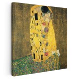 Tablou pictura Sarutul de Gustav Klimt, galben 1314 Tablou canvas pe panza CU RAMA 80x80 cm