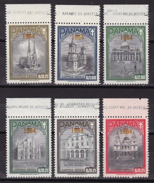 Panama 1964 biserici MI 746-751a supratipar MNH w60 Panama 1964 biserici MI 746-751a supratipar MNH w60