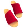 Papuci dama piele intoarsa rosie Ingiro, talpa joasa, fabricati in Romania