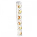 Set 6 oua decorative plastic suspendabile alb ratusca iepuras 4x6 cm
