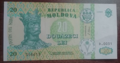 B11 17 - Bancnota foarte veche - Moldova - 20 leI - 1999 foto