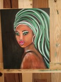 Tablou pictura African Woman, Portrete, Acrilic, Realism