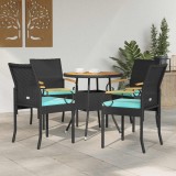 vidaXL Scaune de grădină cu pernă 4 pcs Negru și Turcoaz 42025889