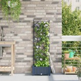 vidaXL Jardiniera Grădină cu Spalier Gri 40x40x125.5 cm, Plastic, Interior/Exterior, Ghiveci Patrat pentru Plante Cataratoare