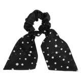 Elastic Păr, Satin Negru, Buline, Panglici 16 cm