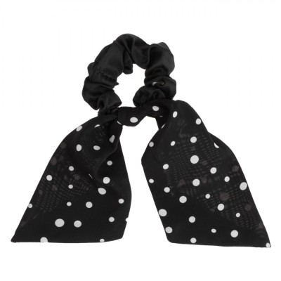 Elastic Păr, Satin Negru, Buline, Panglici 16 cm foto