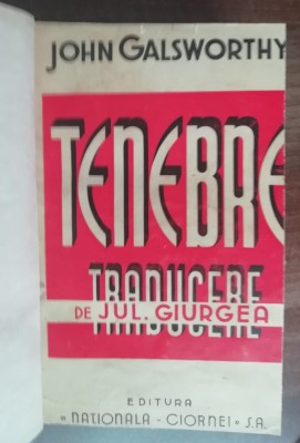 myh 50f - John Glasworthy - Tenebre - editie interbelica foto