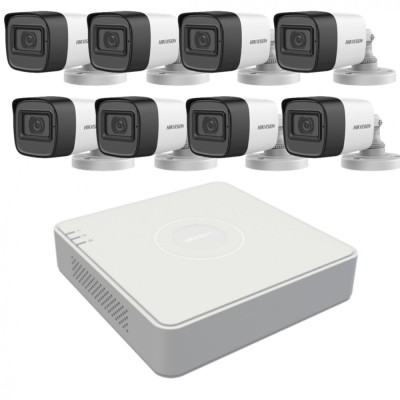 Kit de supraveghere cu 8 camere Hikvision de 2 Megapixeli, lentila 2.8mm, IR 30m, Microfon, DVR cu 8 canale de 2 Megapixeli SafetyGuard Surveillance foto
