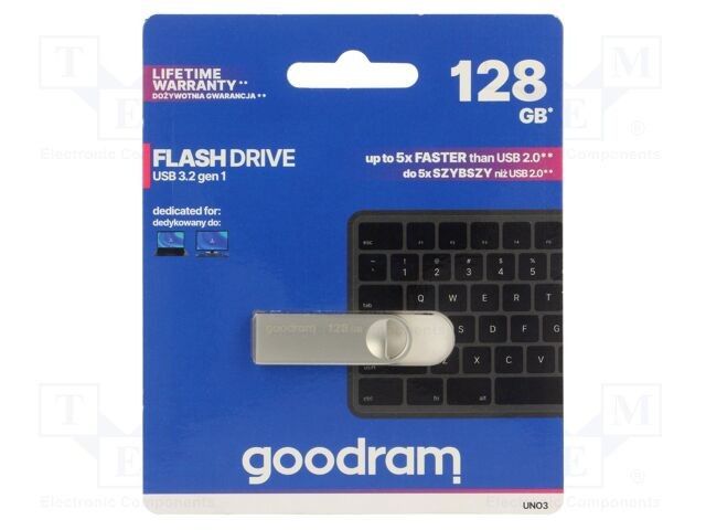 Pendrive GOODRAM USB 3.2 128GB Argintie R: 60MB/s W: 20MB/s USB A