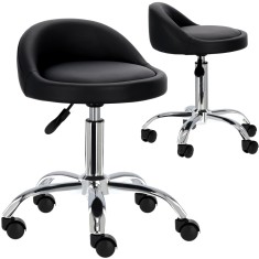 Scaun cosmetic de coafură cu spătar negru scaun pivotant SPA mobil hocker