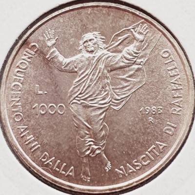 693 San Marino 1000 Lire 1983 Raffaello km 155 argint foto