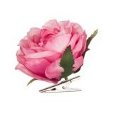 Floare decorativa artificiala, Trandafir cu clips, roz, ATU-084161, Oem